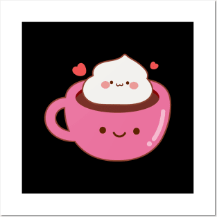 Kawaii Cute Coffee with Whip cream Posters and Art